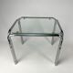 Small side table chrome metal and glass 70s