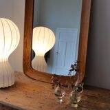 Mid-century modern sculptural wall mirror in stained oak, glass, Glas & Trä 1959