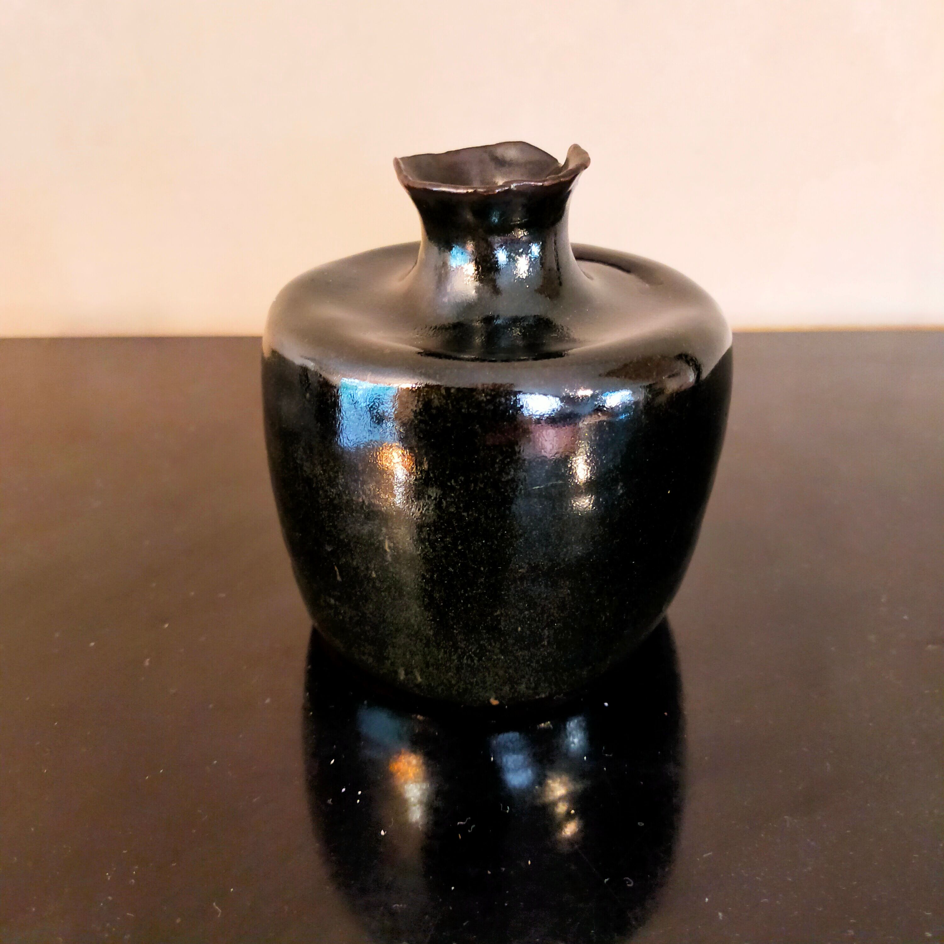 Black ceramic vase