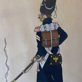 Paintings xix° portraits miltaire gouache uniform on ingres paper (cf. hergé)