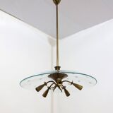 Lustre en laiton et verre du milieu du siècle Pietro Chiesa, années 1940