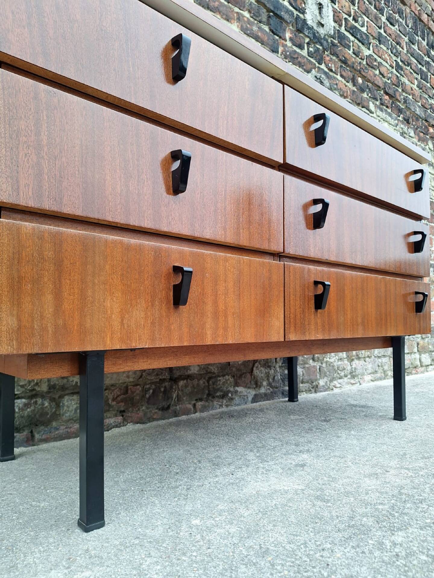 Vintage teak sideboard, large antique chest of drawers.