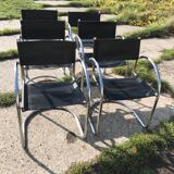 Italian bauhaus chrome dining chairs, 1970s, set of 6