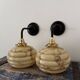 Pair of wall lights in marbled opaline