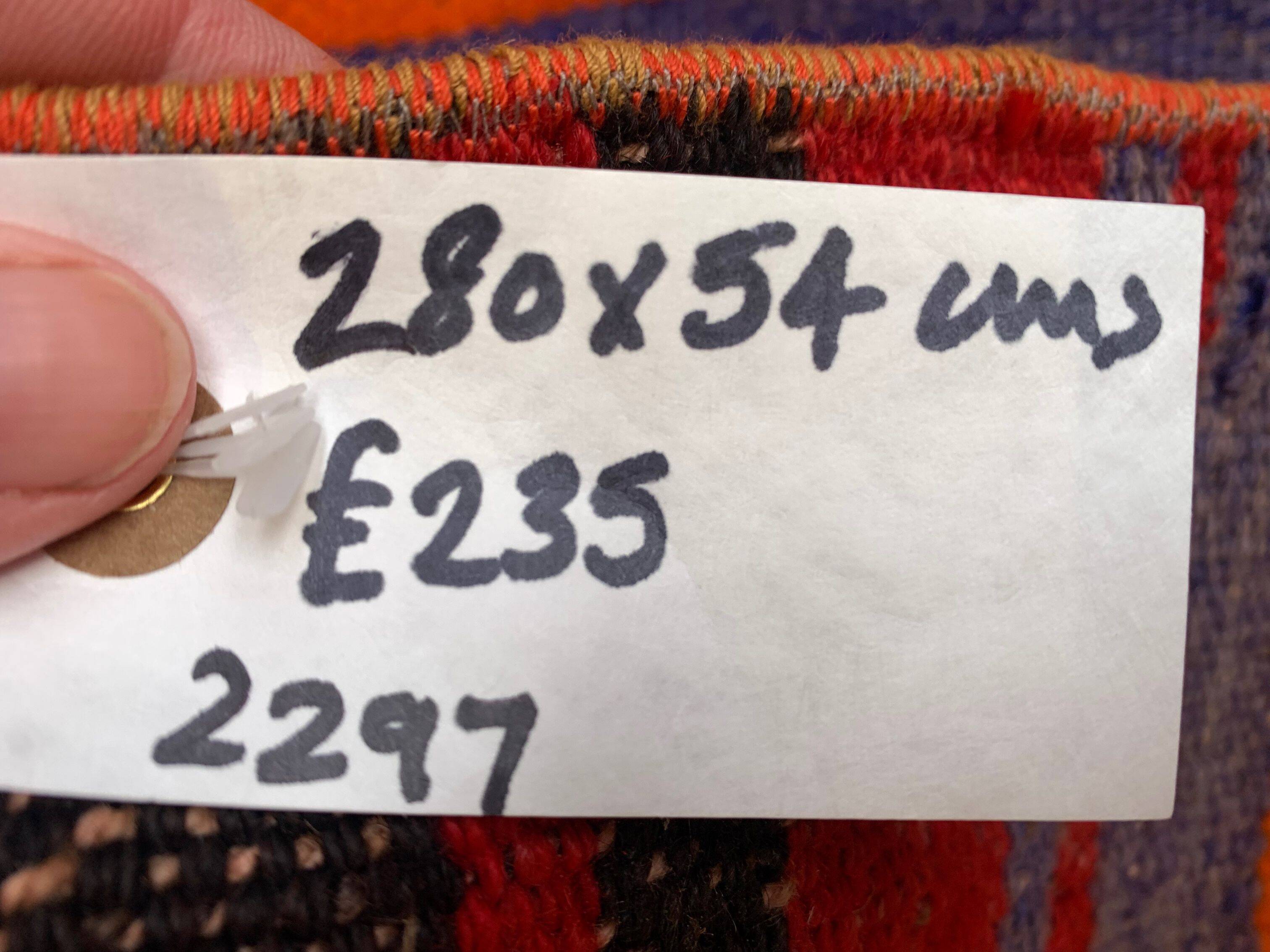 Old Turkish narrow Kilim Runner 280x54 cm shabby chic, vintage kelim