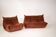 Togo set 2- seater sofa and armchair in brown Corduroy