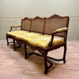 Bench Sofa In Cane Walnut From Regency Period XVIII Eme Century
