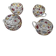 Set of 3 vintage punch cups (+ 1 free) made of blown glass with cabochon.