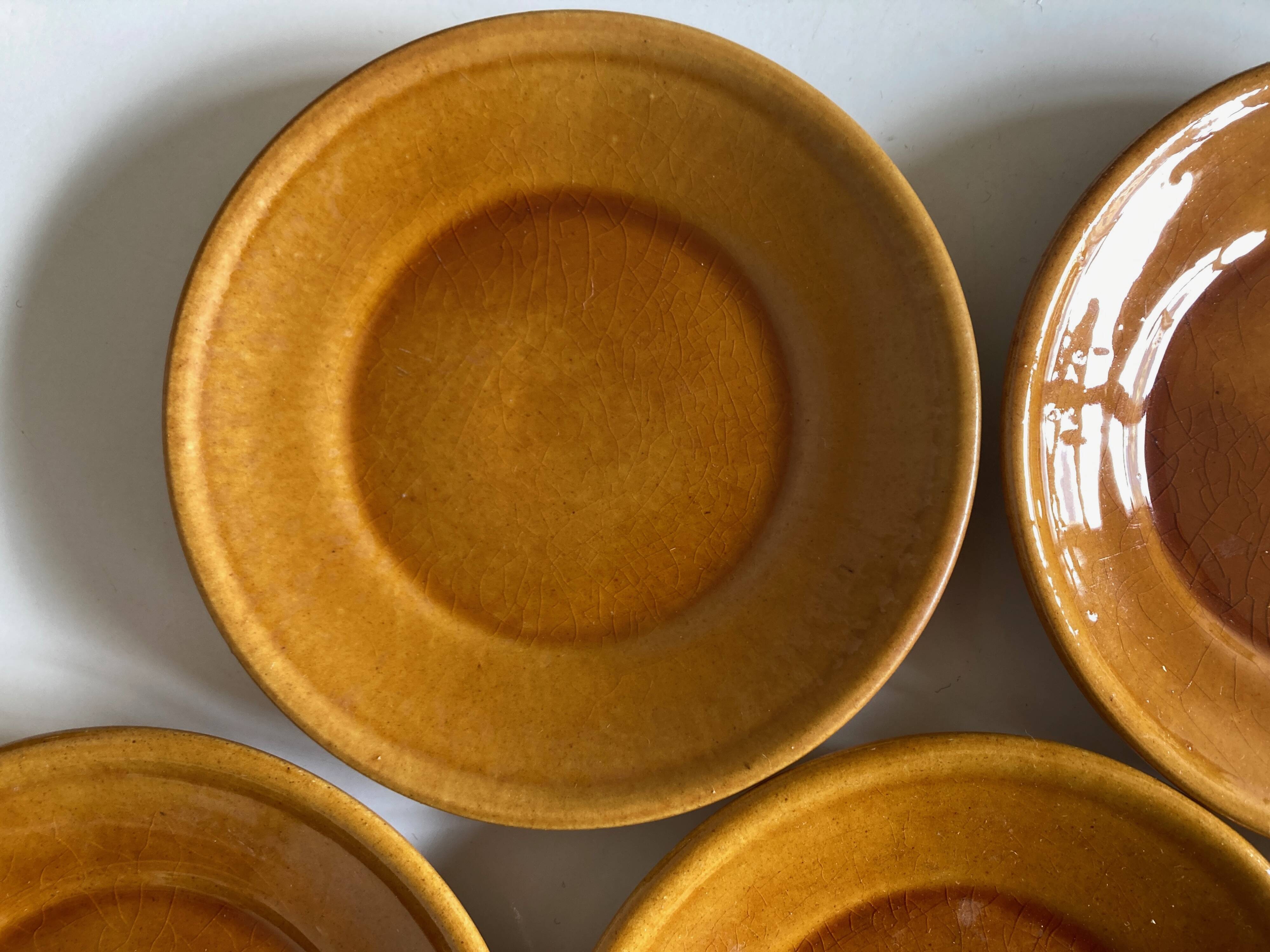 Set de 5 assiettes XS en terre vernissée de Biot 1960