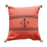 Handmade orange Berber cotton cushion