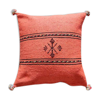Handmade orange Berber cotton cushion