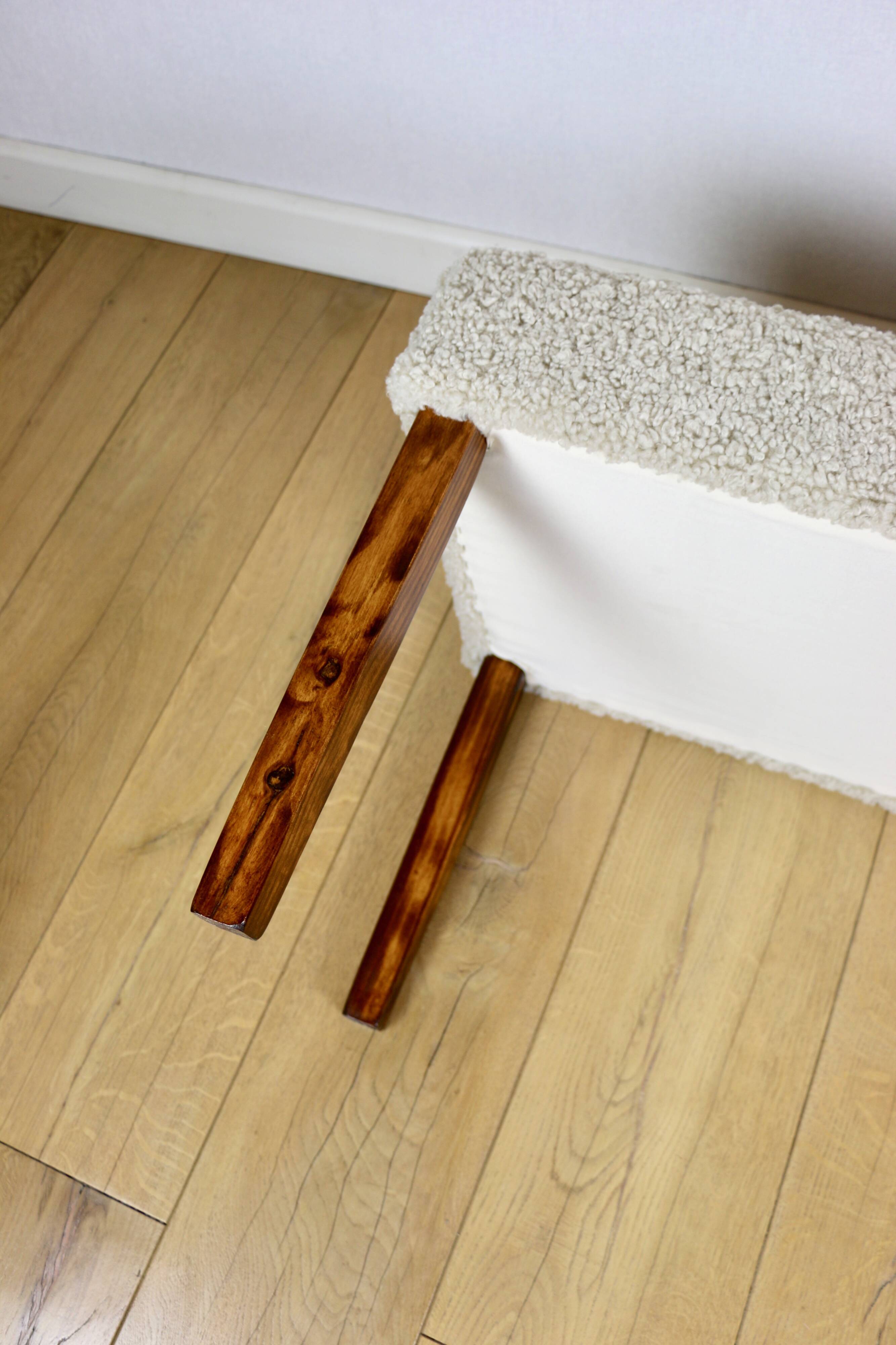 Beautiful vintage bench from the 90s - beige boucle long hair