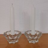 2 vintage crystal candle holders from Reims, France