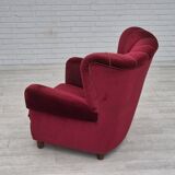 1960s, Danish relax armchair, original condition, red furniture velour.