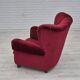 1960s, Danish relax armchair, original condition, red furniture velour.