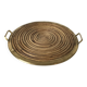Round vintage bamboo and brass tray in the spirit of Gabrielle Crespia.