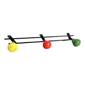 Vintage wall coat rack with colorful balls 60s