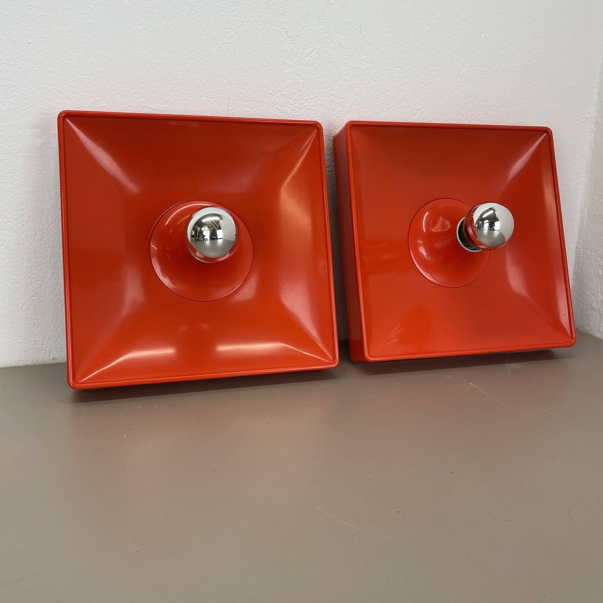 Set of 2 Cubic VERNER PANTON Style RED Wall Light by SÖLKEN Leuchten, 1970s