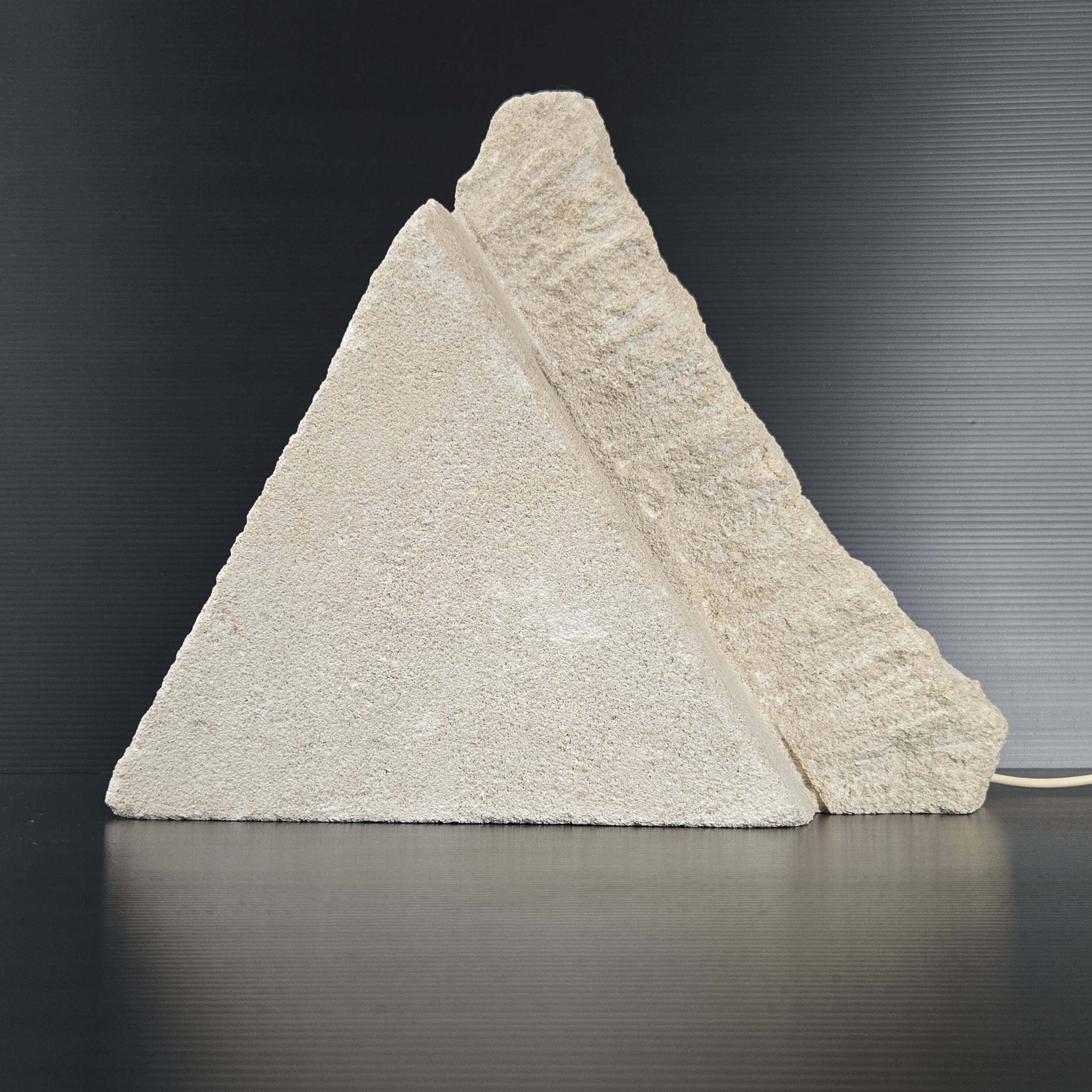 Vintage stone pyramid lamp 1970