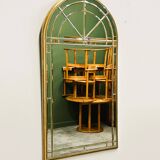 Vintage Large facet cut luxury mirror with gilded frame by Deknudt, 1980s.