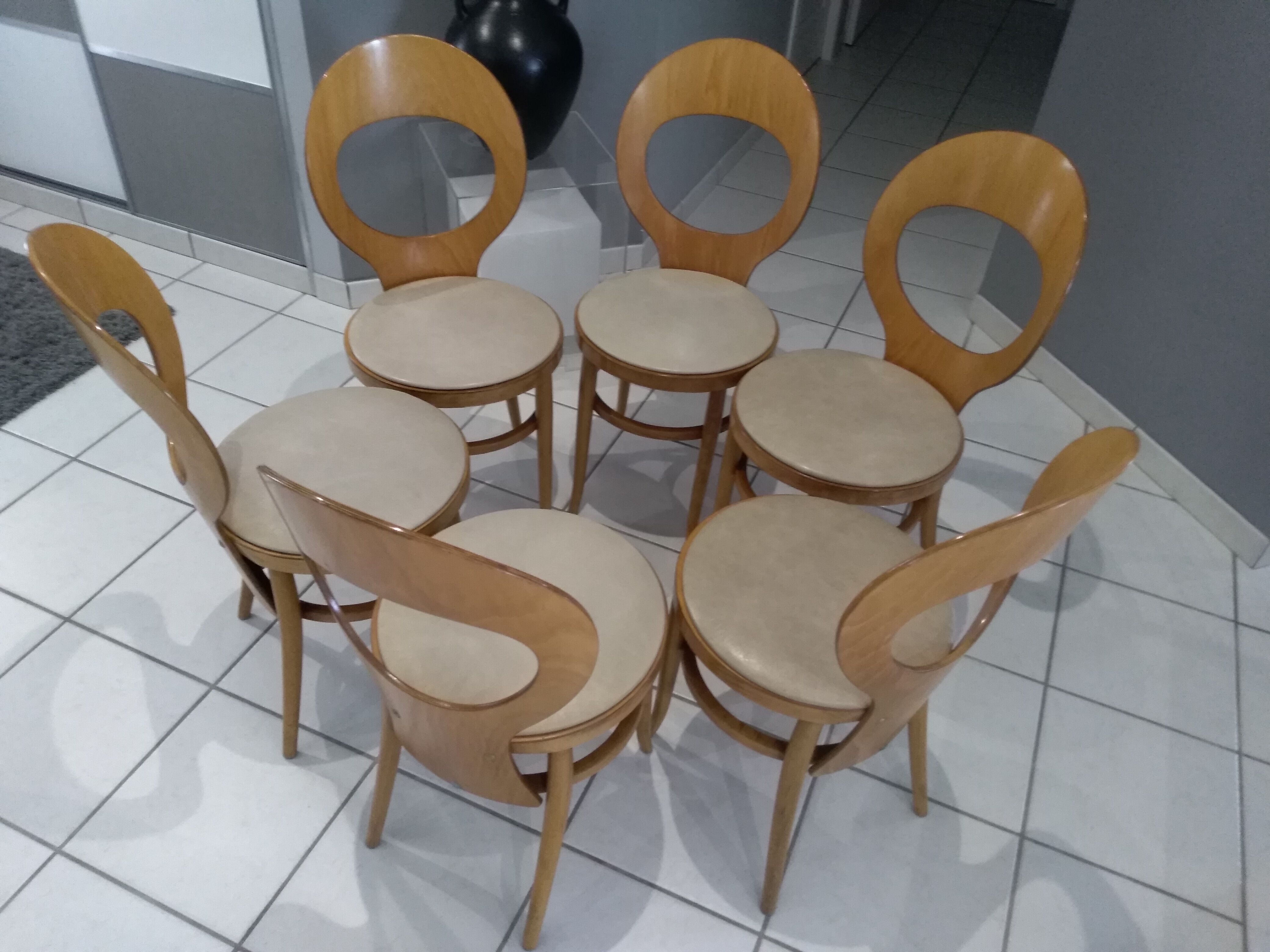 Suite of 6 chairs Bistrot Baumann Model Seagull 1987