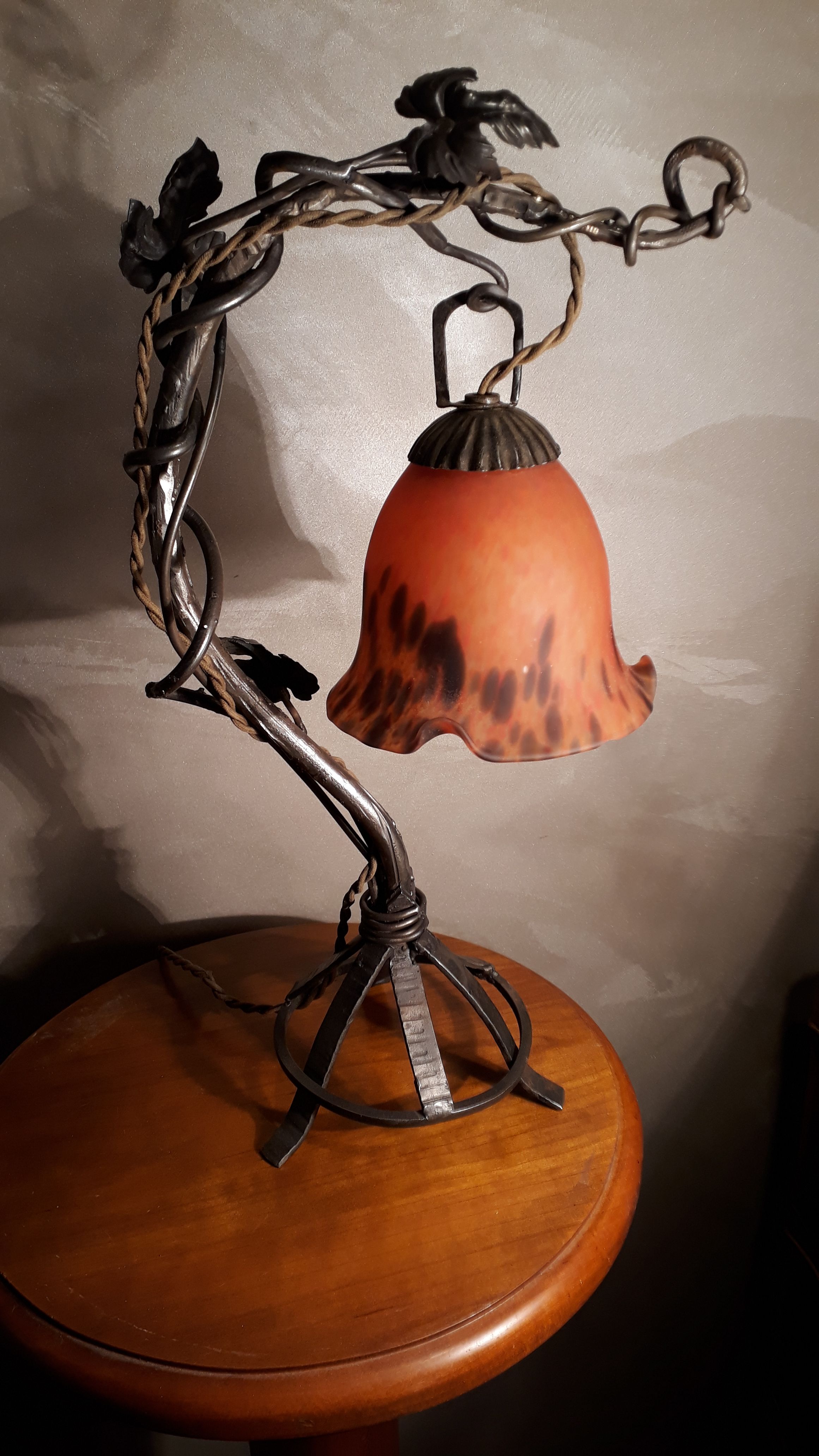 Iron lamp forge art nouveau Brandt ,1900