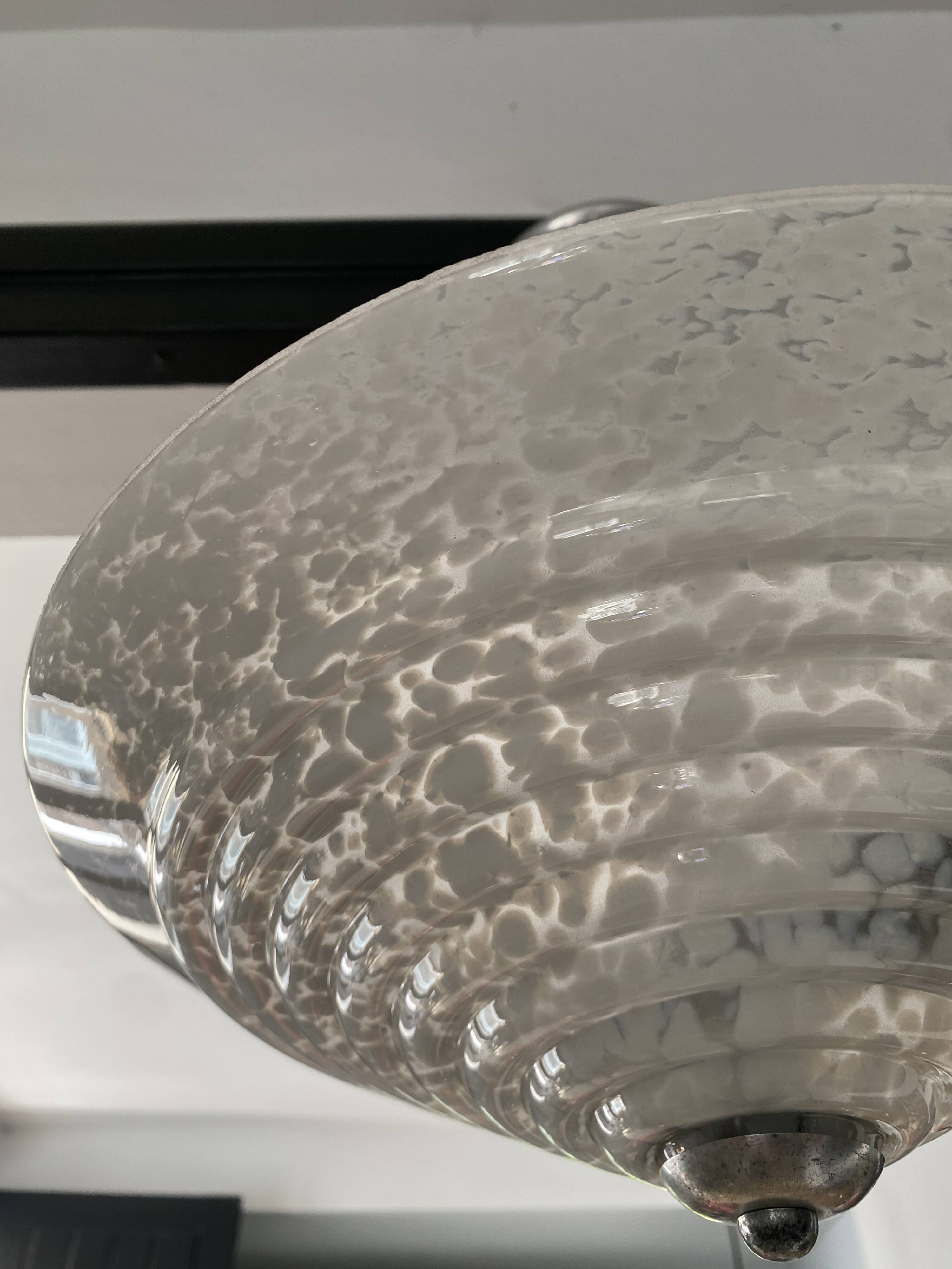 Suspension Art Deco globe en verre de Clichy