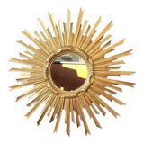 Miroir soleil ancien bois doré, 70 cm, milieu XXe