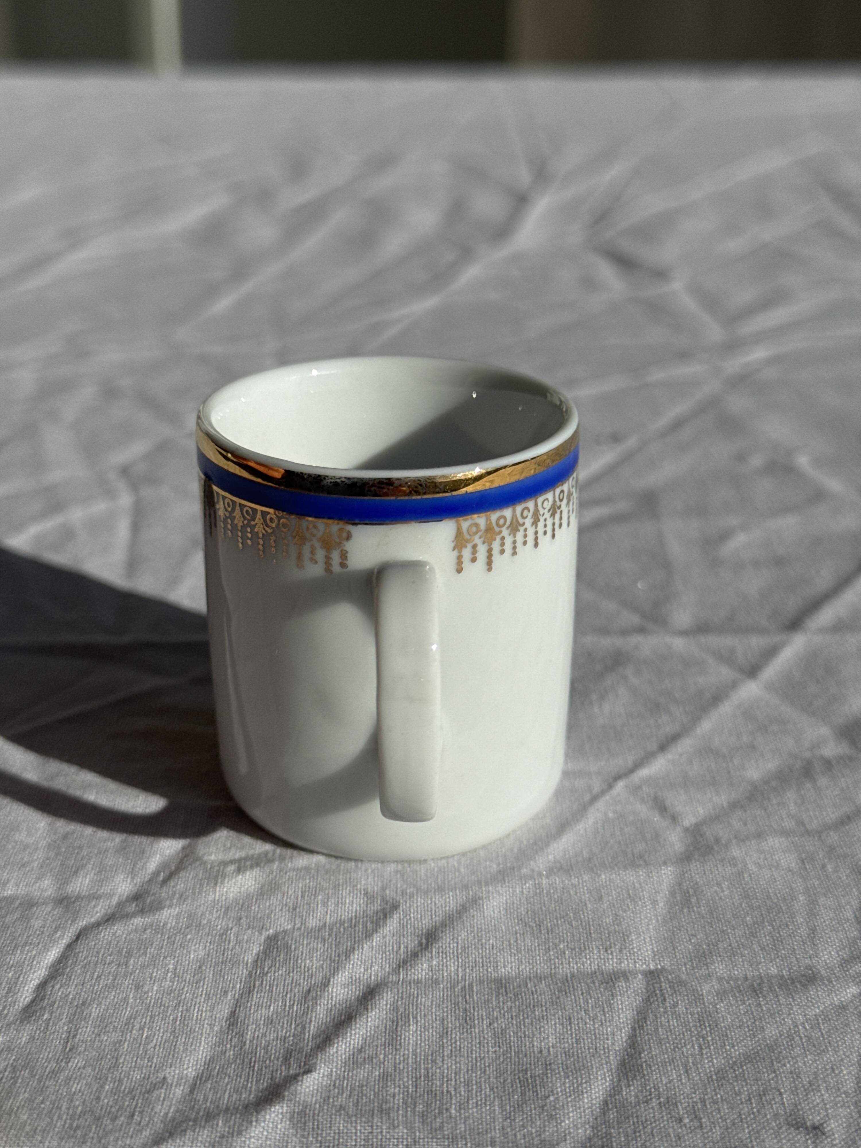 Set of 6 small espresso cups Germer Porcelain, made in Brazil.