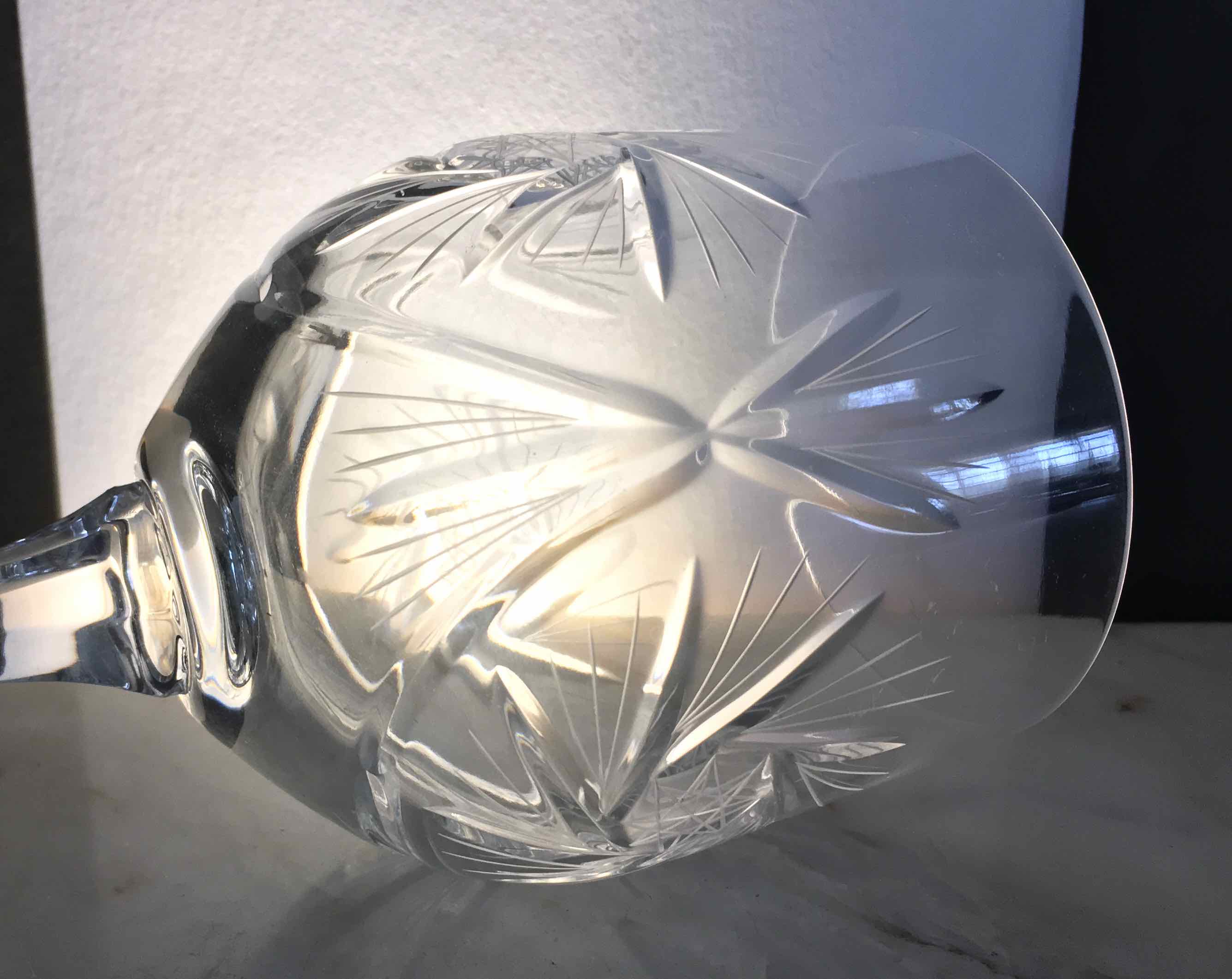 Set of 12 cut crystal wine glasses