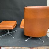 Lounge chair and ottoman leather cognac