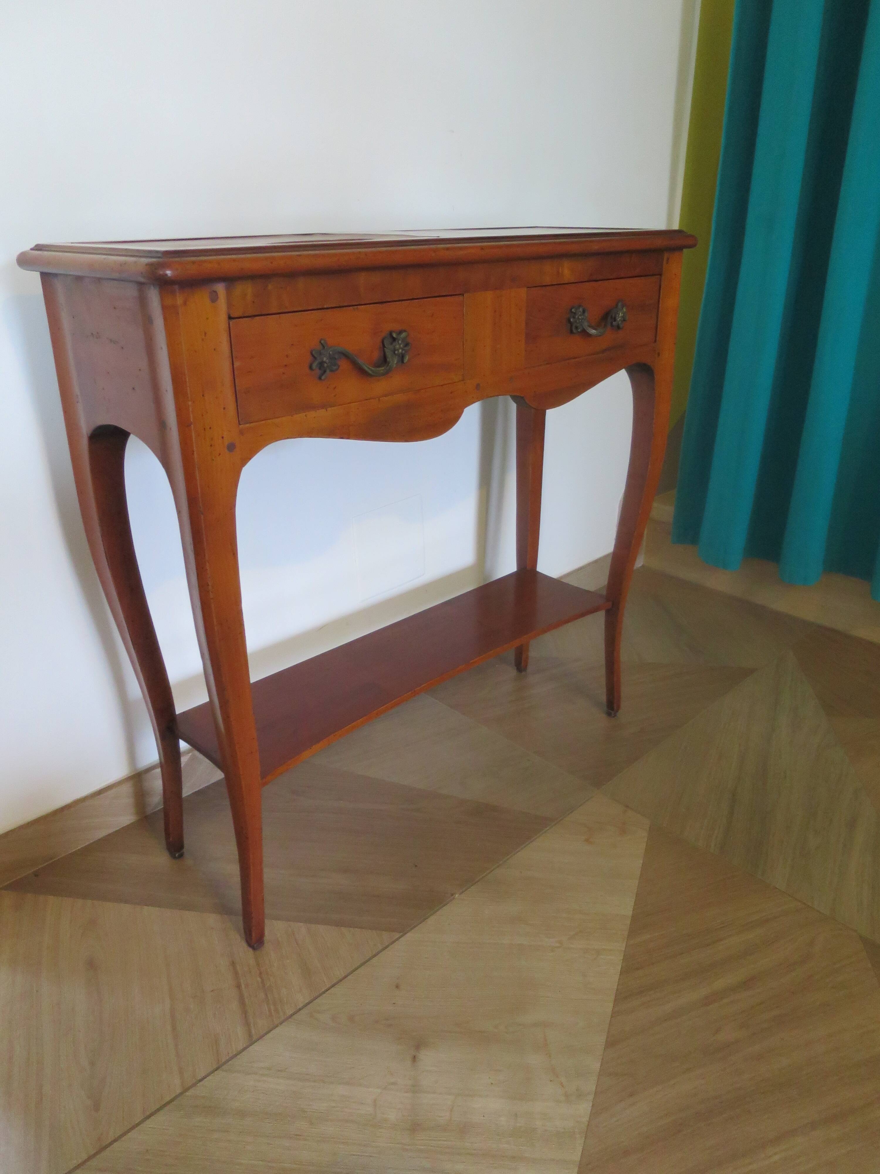Cherry console with 2 drawers - Louis XV style - cherry wood