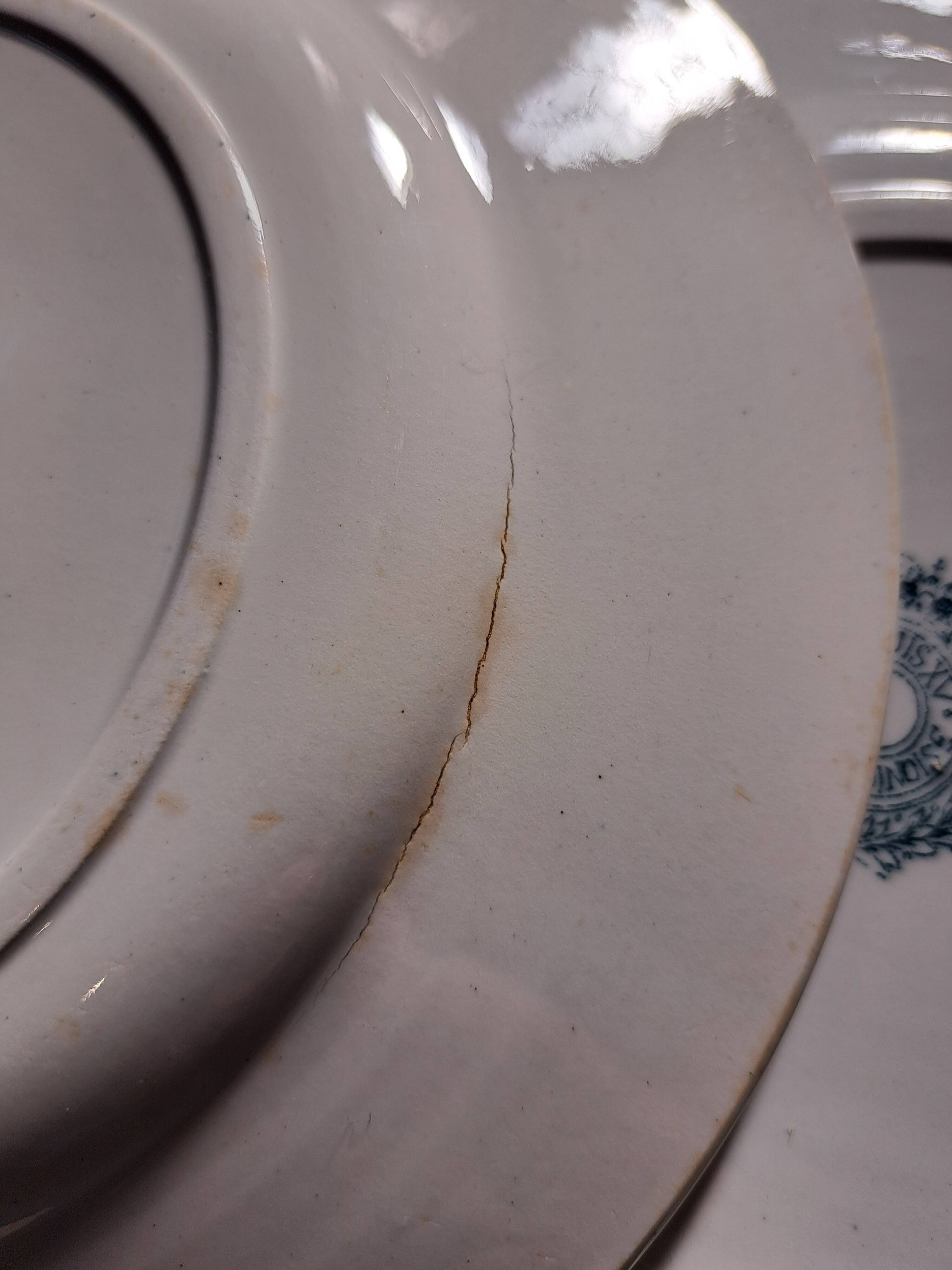 Ste Amandinoise Louis XV iron earth blue green dinner plates