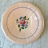 hollow dish Digoin Sarreguemines beige with pink and blue flowers 40s