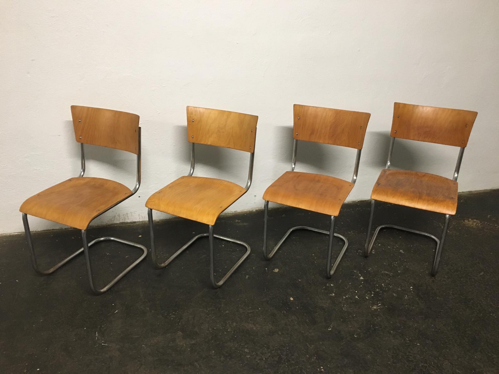 Set of 12 tubular steel chairs Mart Stam