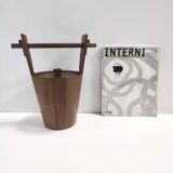 Postmodern Ebonized Beech Ice Bucket by Anri Form, Italy