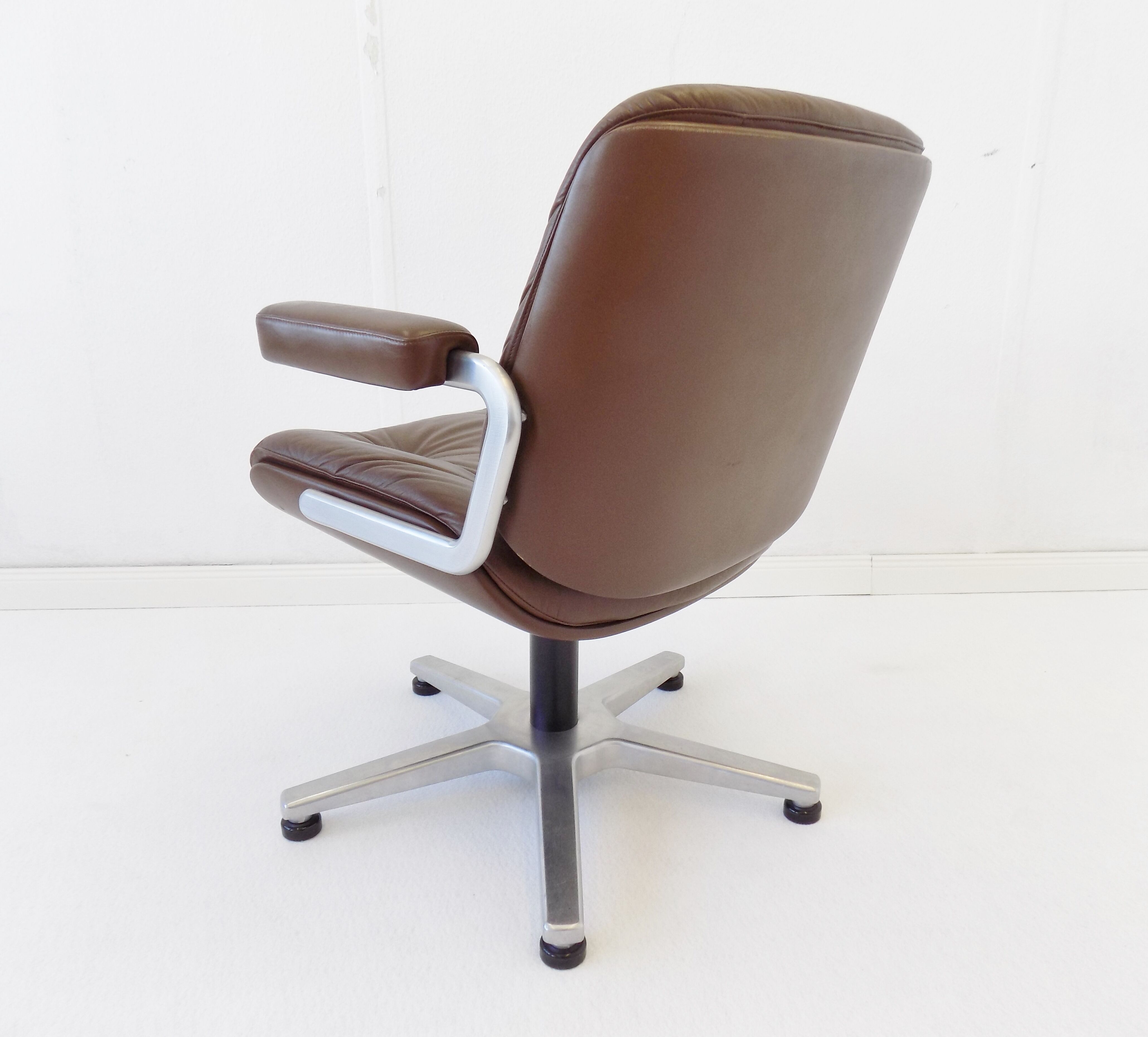 Martin Stoll brown leather office chair by Karl Dittert