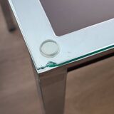 Square coffee table in chrome metal and glass - modern vintage style