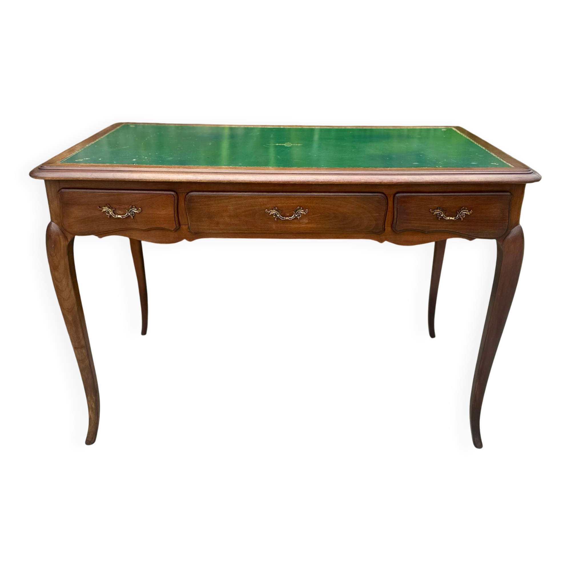 Petit Bureau Plat en Bois Massif de style Louis XV .