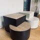 Oak coffee table with black straw.