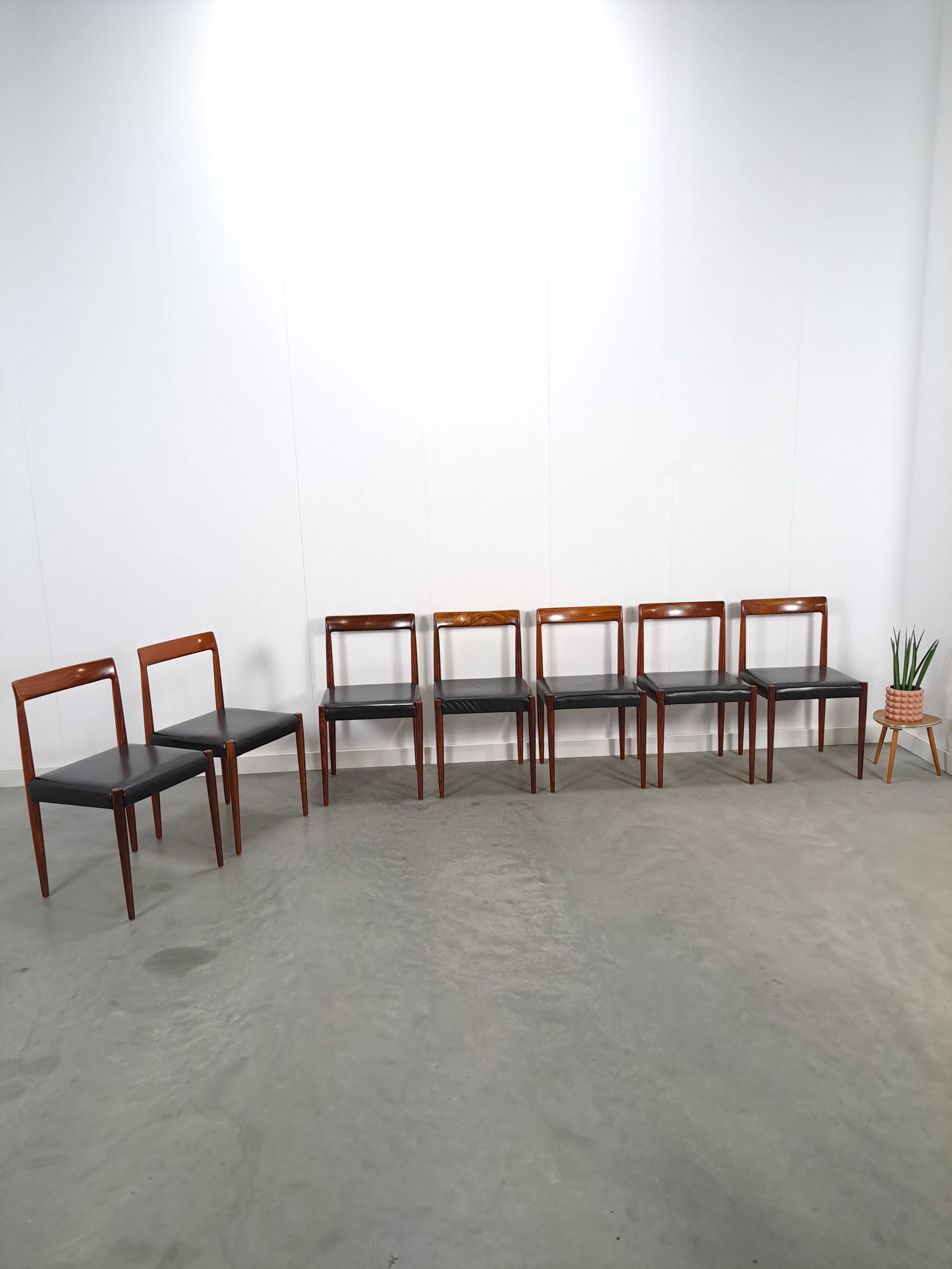 Ensemble design de chaises Lubke en bois de rose 7x