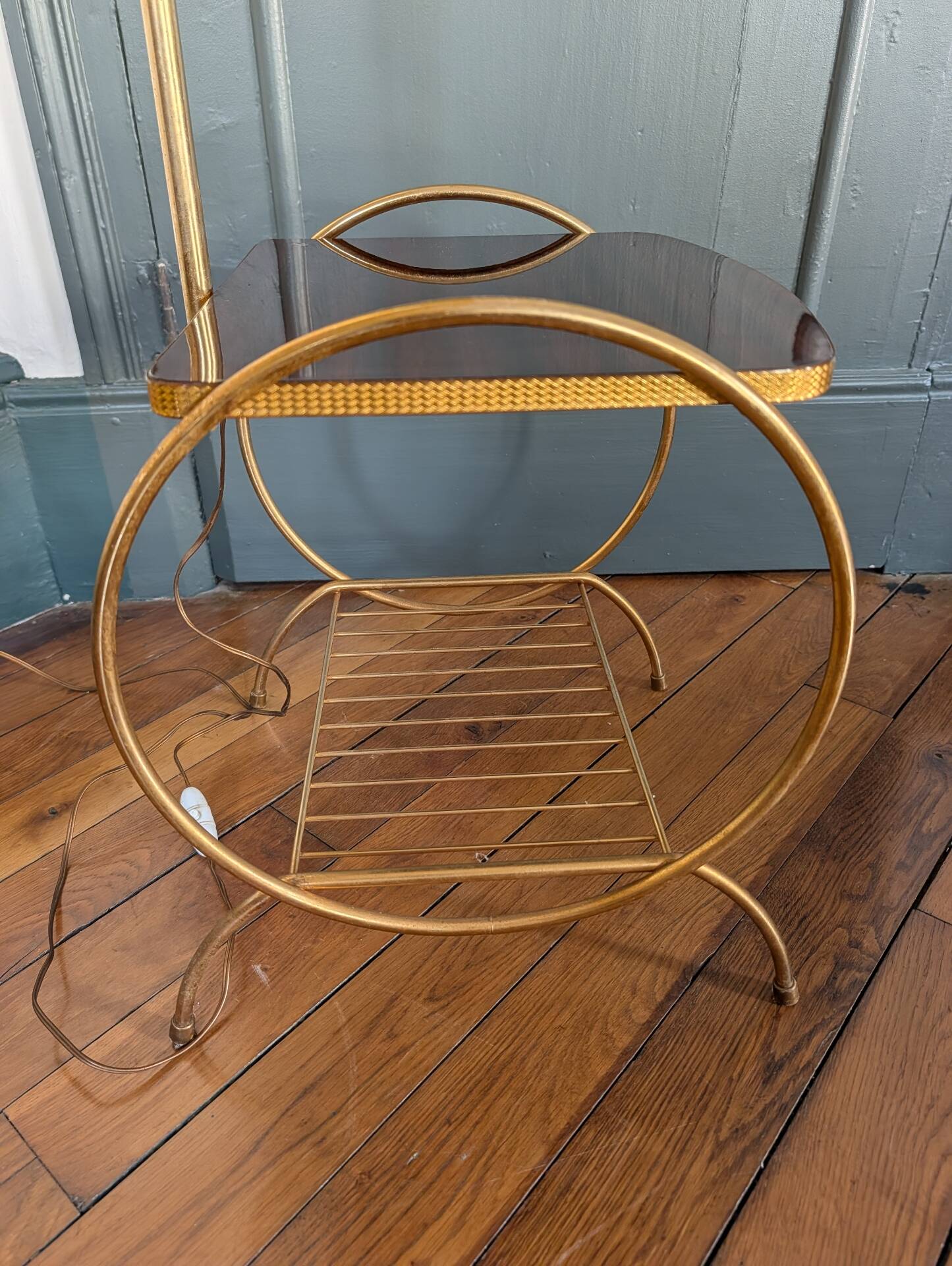 1950s reading lamp – Formica and gold metal