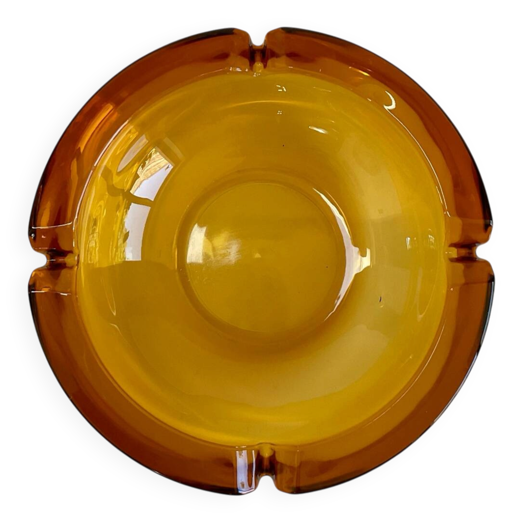Amber vintage glass ashtray tray