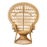 Fauteuil Peacock "style Emmanuelle" en rotin
