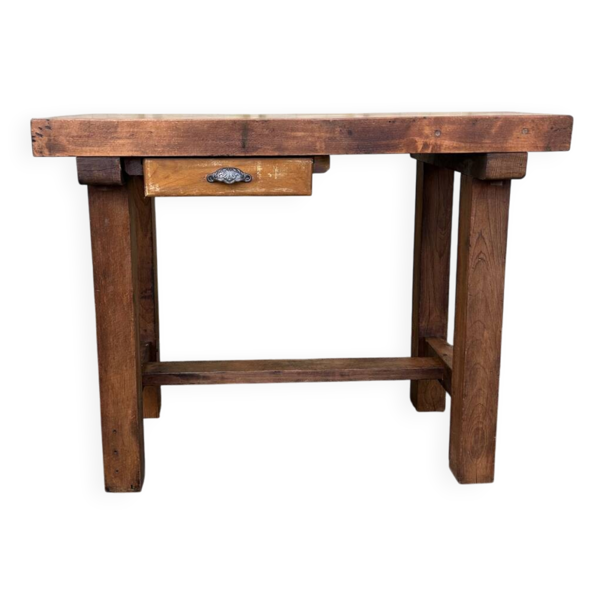 Vintage beech workbench with patina of use