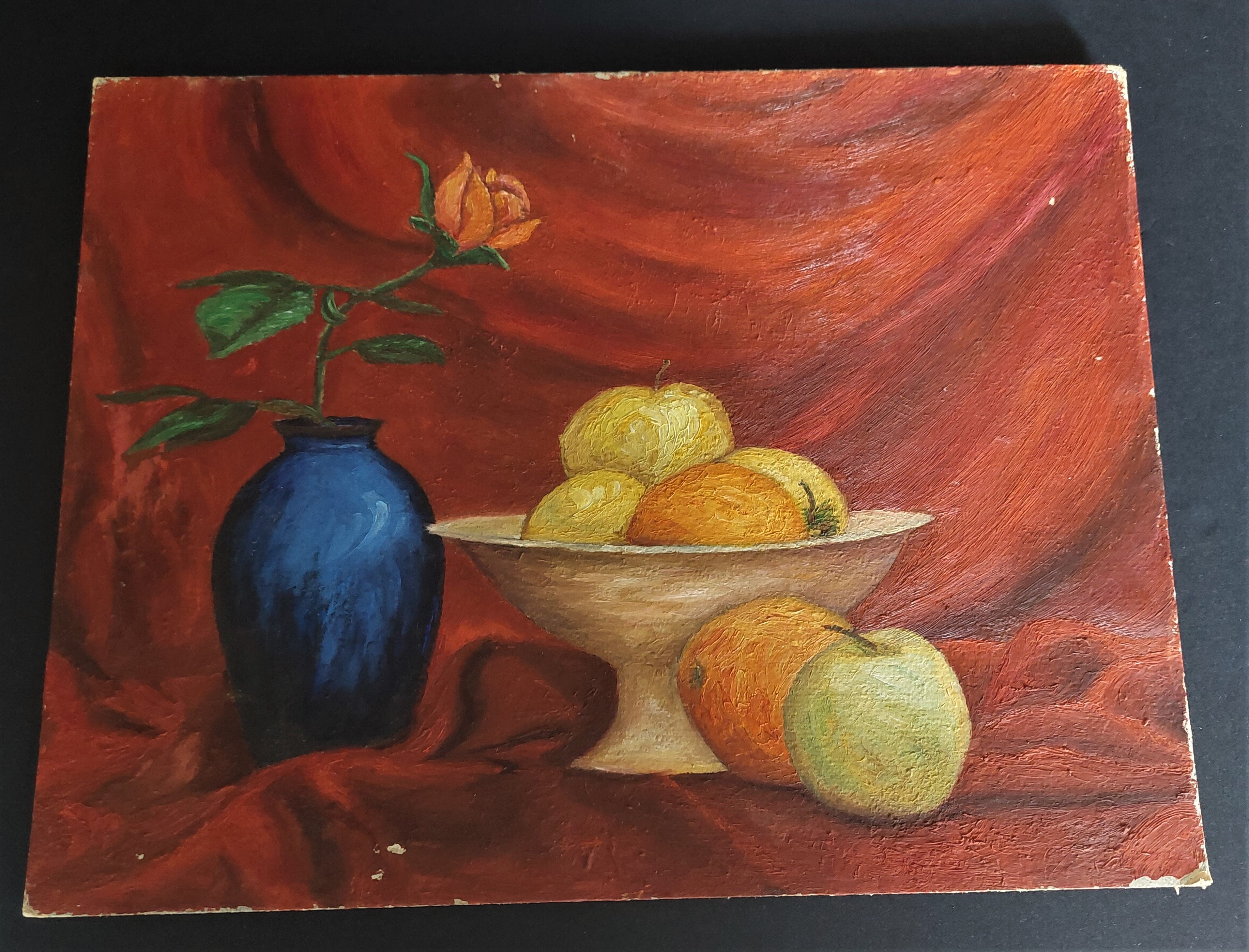 Oil painting on still life panel