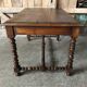 Old desk style henri ii table + drawer wood turned vintage