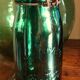 Jar lorraine green glass with lid