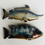 2 fish in glazed ceramic vintage