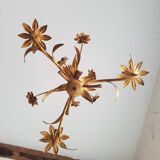Gold metal chandelier with ear of wheat decor